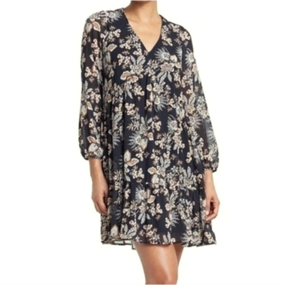 Melloday Medium Boho Black Floral Mini Dress